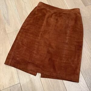 Vintage Cowhide Brown Leather Skirt